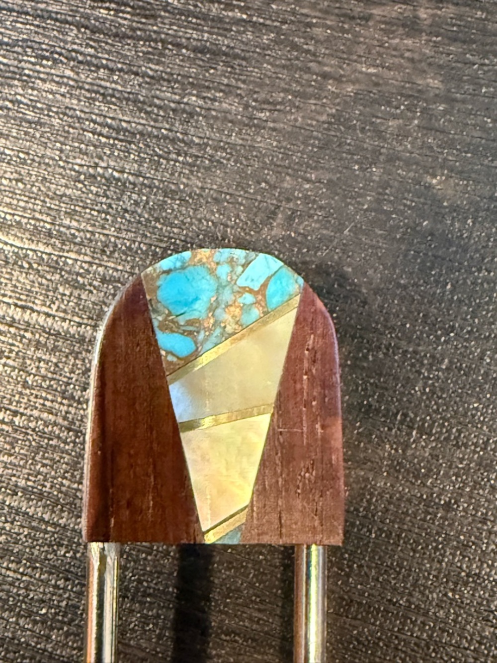 Gold & Turquoise Safety Pin Keyring - Picture 3 of 3